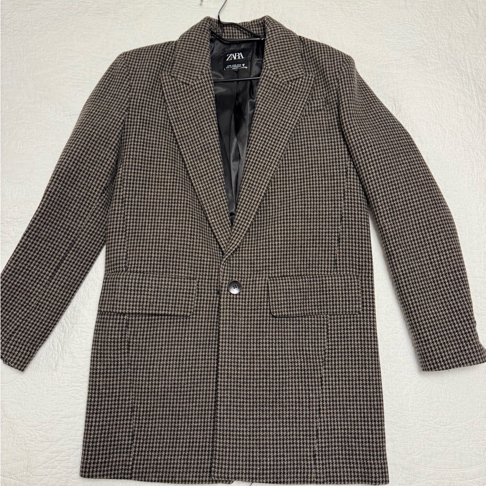 Zara Black and Brown Houndstooth Jacket
